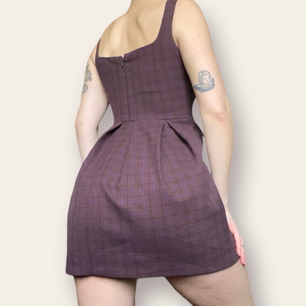 Aritzia Sunday best burgundy plaid mini dress